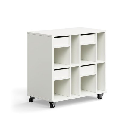 Student storage CASPER, 4 drawers, 8 compartments, white