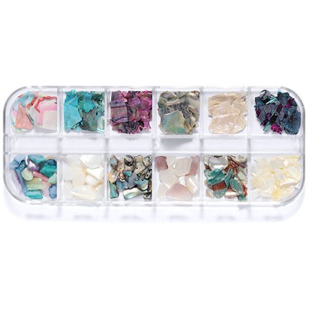 Färgglada Nageldekal med Snäckskal, Naturlig Abalone Fingernagel