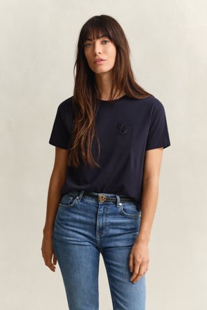 GANT Damen Script T-Shirt (L) Marineblau