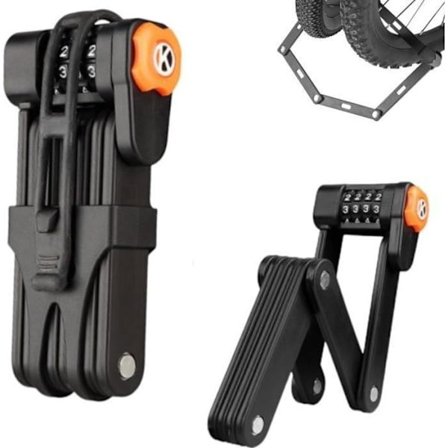 Tyverisikring, 85 cm bærbar foldbar cykellås med 4-cifret kombination til cykel, motorcykel og dør