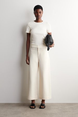 COS Pointelle-Knit T-Shirt in White - Women