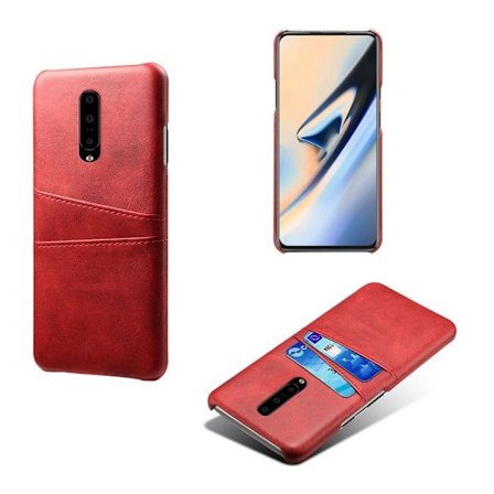 OnePlus 7 Pro läderfodral med dubbla kortplatser - Röd