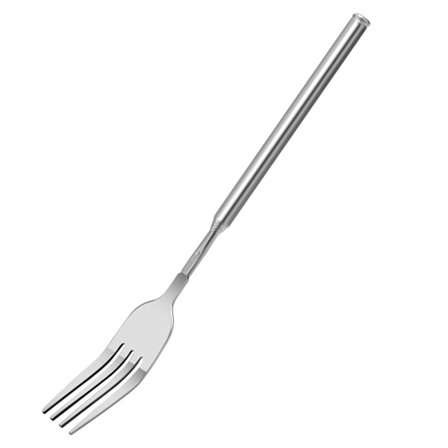 Teleskopisk gaffel, uttrekkbar gaffel, teleskopisk gaffel i rustfritt stål, grillgaffel, langskaftet spisegaffel, dessertgaffel
