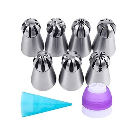 Elegant Cake Artistry Set, Gjenbrukbare russiske sprøytetipper i rustfritt stål for profesjonell blomsterkakedekorering, rask og enkel dekorering for 