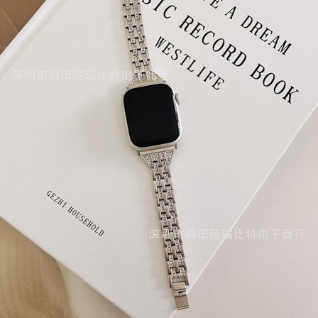 Klockarmband för Apple Watch iWatch 1/2/3 generation 42mm/44/45/46/49mm universal femradig diamantkant