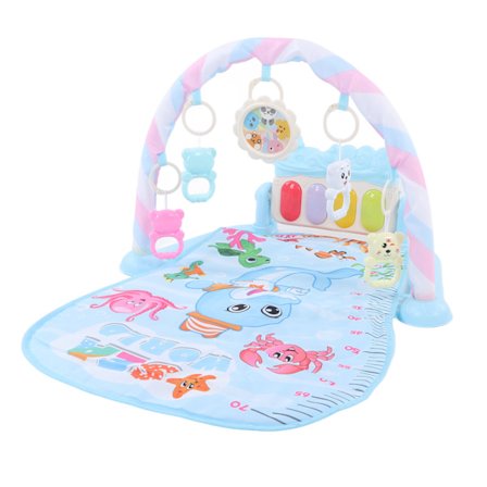 Baby Kick Piano Blød Uddannelsesmæssig 5 Hængende Legetøj Bærbar Spædbarns Gymnastik Legetæppe med Musik Lys til 0 til 12 Måneder