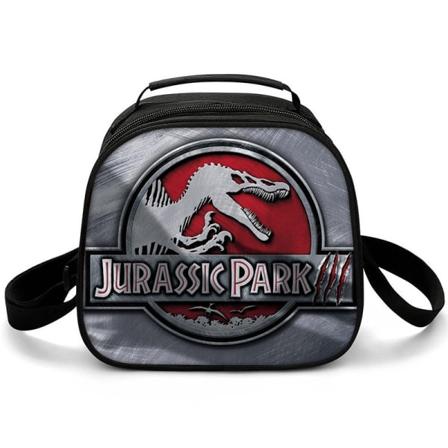 Harajuku Novelty Cool Jurassic World 3D printed Crossbody picknickväska Halvcirkel Lunchlåda Skolmat Lunchväska Ispåsar Black
