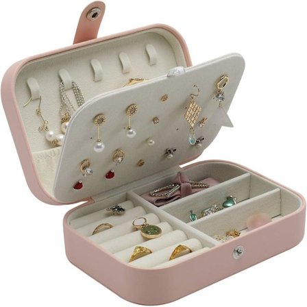 Reiseveske for smykker, liten smykkeskrin, bærbar reiseveske for smykker, organiserings- og oppbevaringsveske for ringer og øredobber