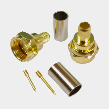 Conector VHF F-macho 1852-Marine, para cable coaxial Ø6 mm (RG58), chapado en oro, crimp, paquete de 2