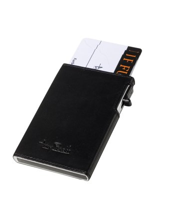 Tony Perotti Furbo Slim Cardholder With Outside Card Slot - Black - ONE SIZE