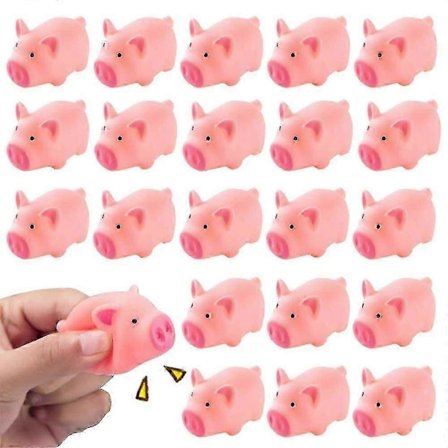 20 stk Miniatyr Rosa Gris Pipleke Figurer For Barn Leke Kakedekorasjoner