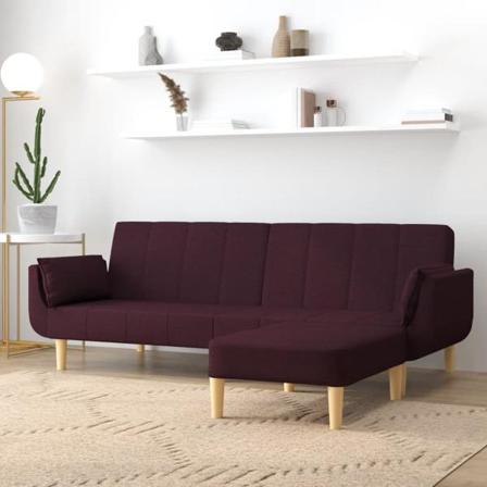 Vidaxl Bäddsoffa 2-sits Med Pall Och Två Kuddar Lila Tyg Lila