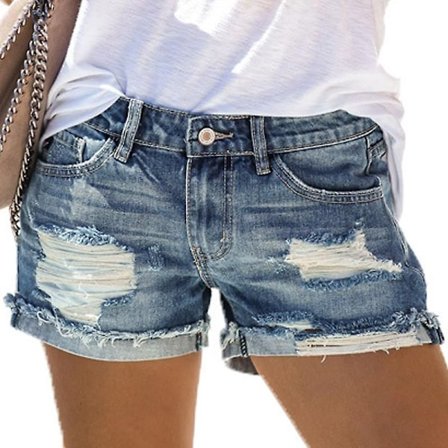 Dame Ferie Ripped Denim Shorts Jeans Hot Pants Distressed Frayed Short Pants