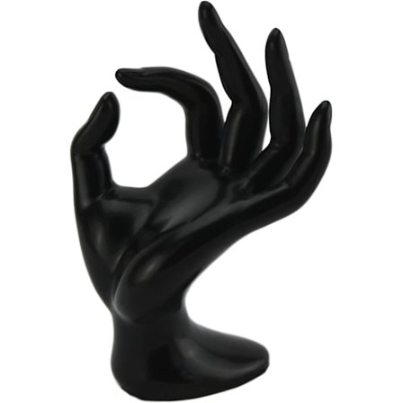 Ringholder smykkeholder, sort hånd smykkeholder til opbevaring af ringe, øreringe, armbånd, halskæder