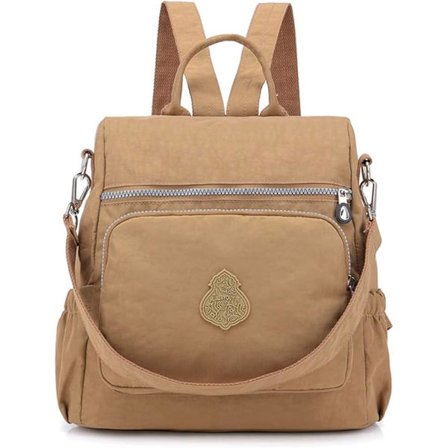 Dam Ryggsäck Dam Rucksack Handväska Stöldskydd Vattentät Nylon Skolväska Resa Casual Daypack Mode Axelväska Beige