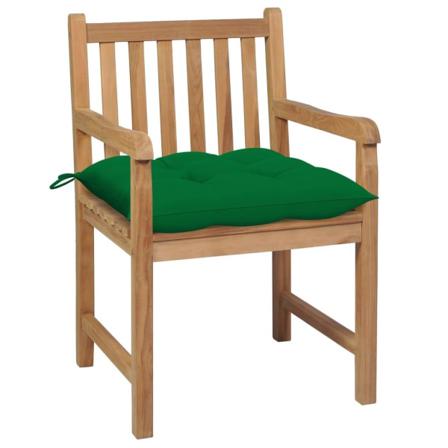 vidaXL Trädgårdsstolar 2 st med gröna dynor massiv teak Grön