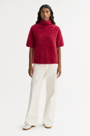 Soft Goat - Brushed Short Sleeve Turtleneck - Kashmirtröja dam - XS - Dahlia