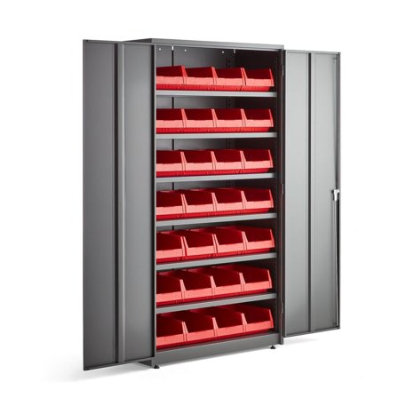 Complete tool cabinet set SUPPLY, code lock, 1900x1020x500 mm, grey
