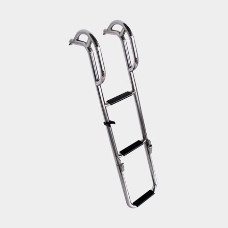 Échelle de bain pliante pour plateforme de baignade 1852-Marine, acier inoxydable, 3 marches, télescopique, 90 - 67.5 cm, 22 cm