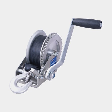 Manual trailer winch Rock, 545 kg + strap (40 mm x 8 meter) + hook