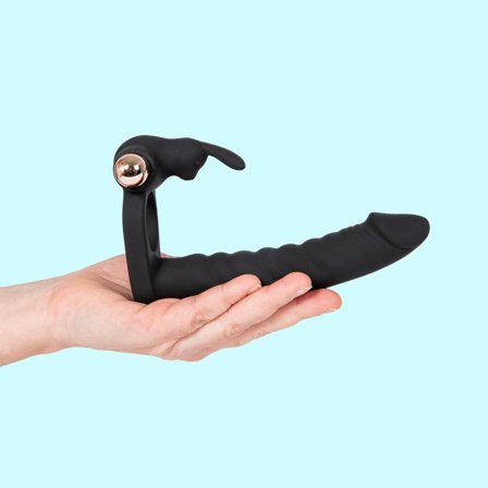 Vuxen: Double Penetrator med oppladbar gullfarget vibrator - Sexleker Vuxen: For par