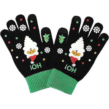 Julehandsker med fuld finger, elastiske, julemand, touchscreen, snefnug, vejrbestandige, termiske, vaskbare handsker til kulde, grøn (FMY)