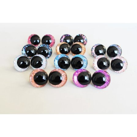 10 stycken 18mm Runda Tecknade glitter leksak säkerhetsögon docka pupill ögon med bricka