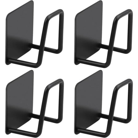 4-pak Svart Svampeholder Selvklæbende Rustfrit Stål Vandtæt Svampeholder til Vask, Børste & Grydelåg