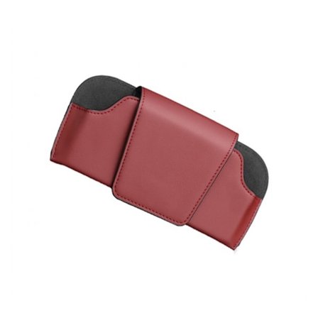 (Röd) Glasögonhållare för solskydd i bilen, PU-läder bilglasögonhållare