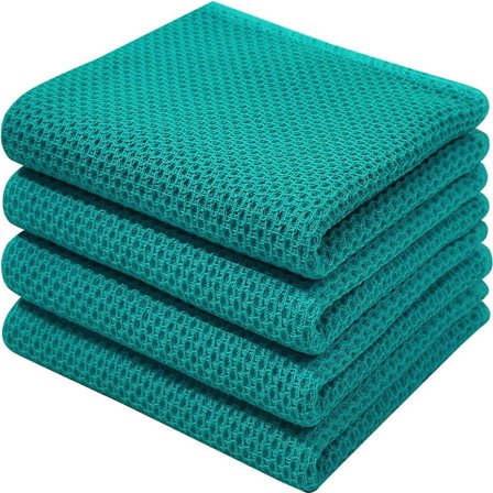 6-pack 100 % bomullsfrotte kökshanddukar blågröna