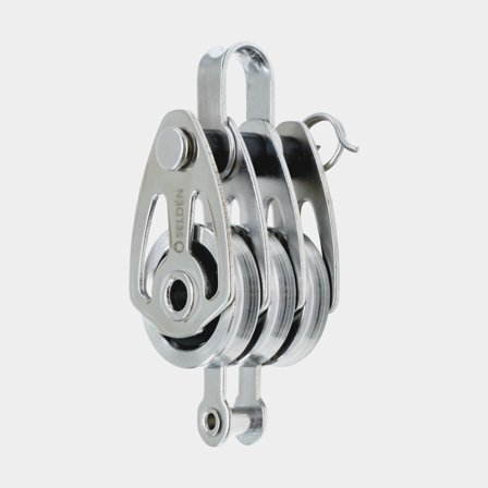 Bozzello triplo con grillo Seldén BBB 25, fisso, con cuscinetti a sfere, con arricavo, adatto per cime Ø1 - 5 mm