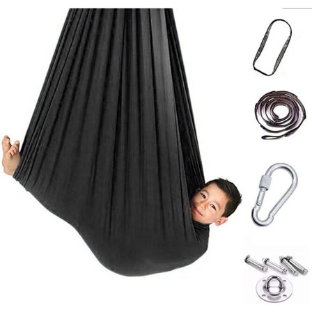 (Musta) Sisä- ja ulkokäyttöön tarkoitettu joustava riippumatto-tuoli 280*150cm