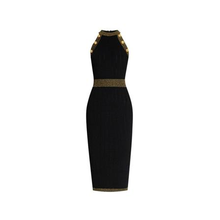 Balmain Midi Klänning svart, Dam, Dam, Storlek: S