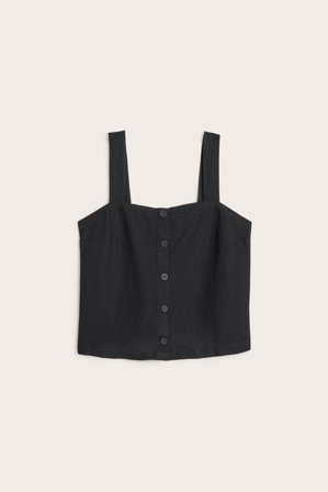 Kappahl | Koszulka z mieszanki lnu | Czarne