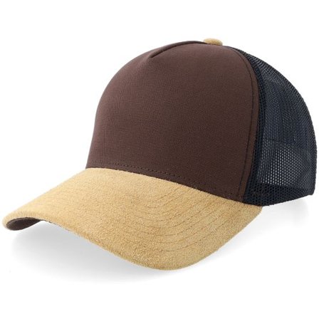 Equip - Brun trucker Keps - Brown Canvas/Wheat Suede A-frame Trucker @ Hatstore