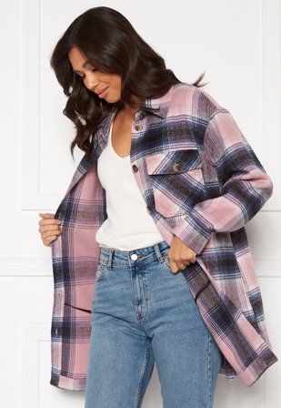 Pieces Phoebe LS Long Shacket Zephyr Checks black Klær