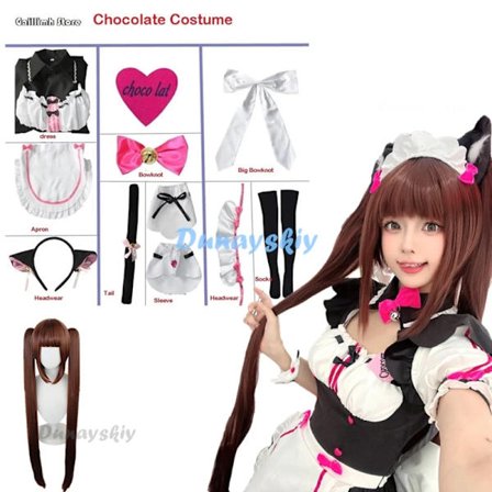 Vanilja Cosplay -asu varastossa, piikatytön mekko, piikatytön asu, NEKOPARA Chocola Vanilla OVA -piikatytön univormu, kissa Neko -tyttö naisten MM