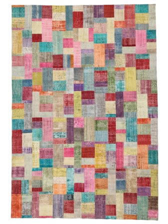 Patchwork Rug Hand Knotted 403X596 Dark Red/Dark Green Turkey