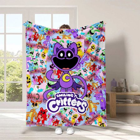 2024 Ny Smiling Critters Cat Nap Dogday Och Catnap Catnat Docka Filt Filt Tryckt Flanell Filt Bekväm Sofffilt C[GKS]