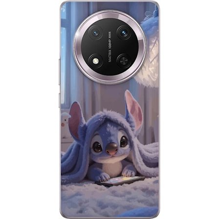 Kompatibel Mobilcover til Honor Honor Magic7 Lite Stitch under tæppe aftenlys hyggelig blå design med varme legesyge og drømmende følelse