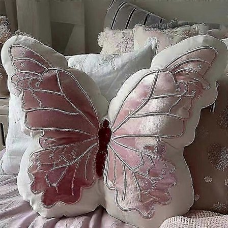 Sommerfugl Pude Kastepude Kort Plys Pude Sød Pige Pink Legetøj til Soveværelse Sofa Boligindretning Boligtekstil Pude