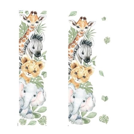 Ovi tarrat söpöt viidakko eläimet norsu kirahvi vesiväri seinä tarra