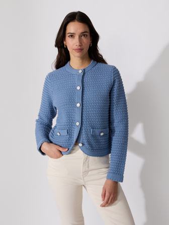 MATCH - Ada cardigan - Marie Philippe - Str. S - Dame - Gensere & Cardigans - Blå - 60% bomull, 40% akryl