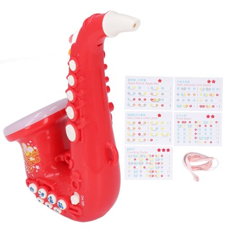 Barnsaksofonleketøy, gutter og jenter, nydelig justerbart musikkinstrumentleketøy, bursdagsgave til fest, rød