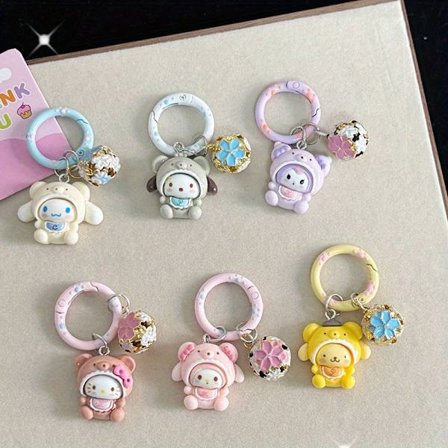 6 stk Sanrio Bell Nøkkelring, Søt Veskeberlokk, Beste Venn Bursdagsgave Valg, Moteaccessoir, Perfekt Gave [DB] 6 stk