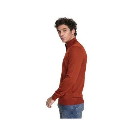 Gran Sasso, Rust sweater with zipped collar Rood, Heren, Maat:M