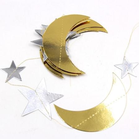 3 sett Eid Mubarak Dekor Ramadan Banner GULL&SØLV 2M