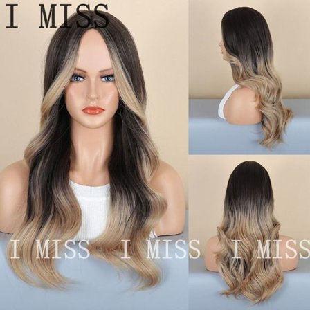 Naisten peruukit, muodikkaat, värjätyt ruskeat naiset pitkät kiharat hiukset