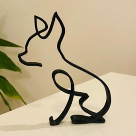 Moderne minimalistisk metallhundskulptur Hjemmeinnredning Statue Kunst Ornamenter (Chihuahua)