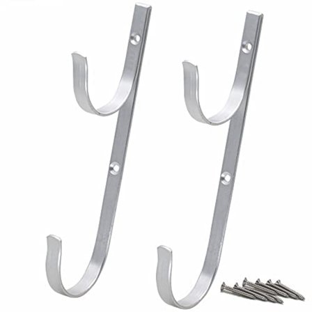 Pool Pole Hanger Premium Aluminium Holder Set, Ideal Hooks for Telescopic Poles, Skimmers, Leaf Rakes, Nets, Brushes